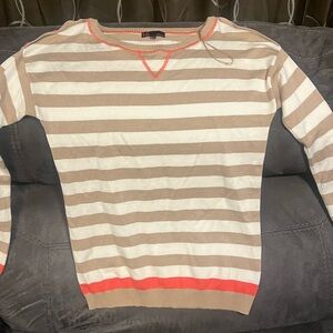 Striped Beige and Coral Sweater